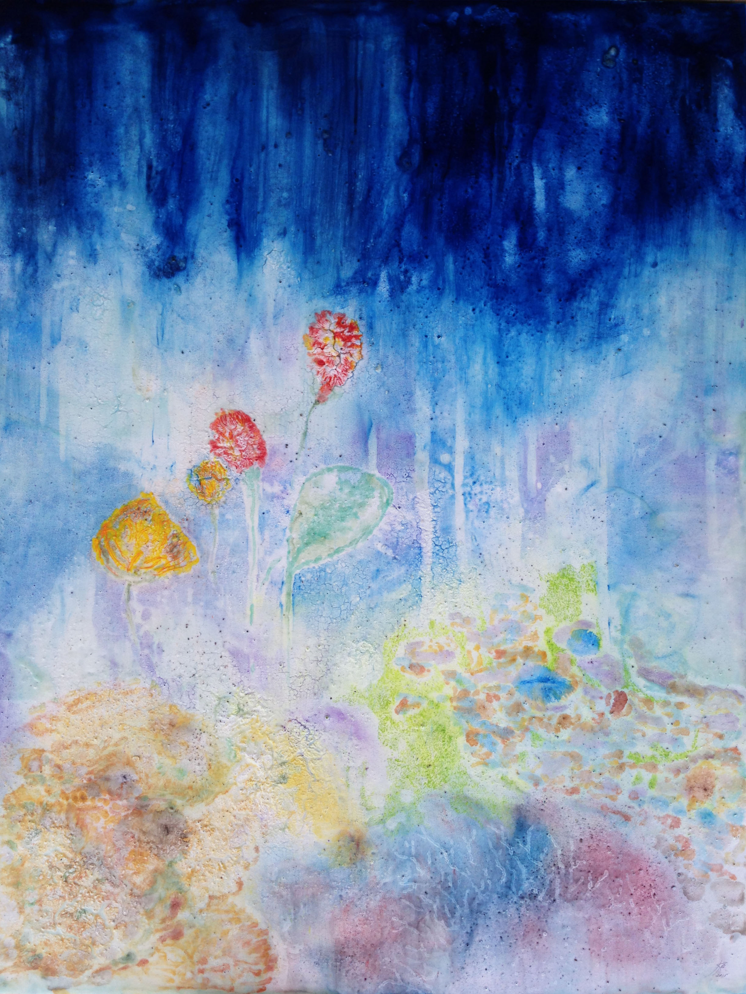 abstract floral encaustic painting