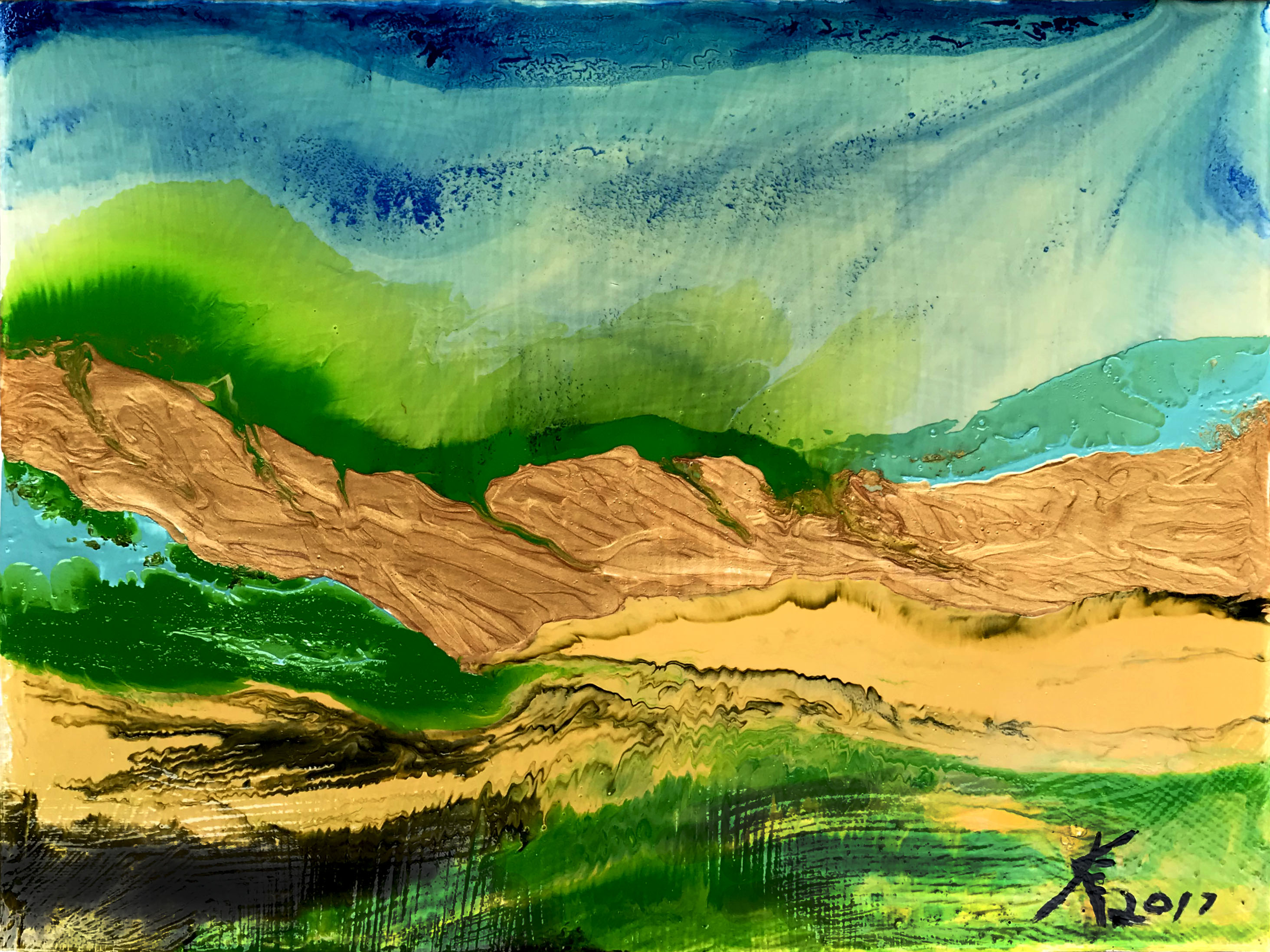 mixed media abstract landscape painting