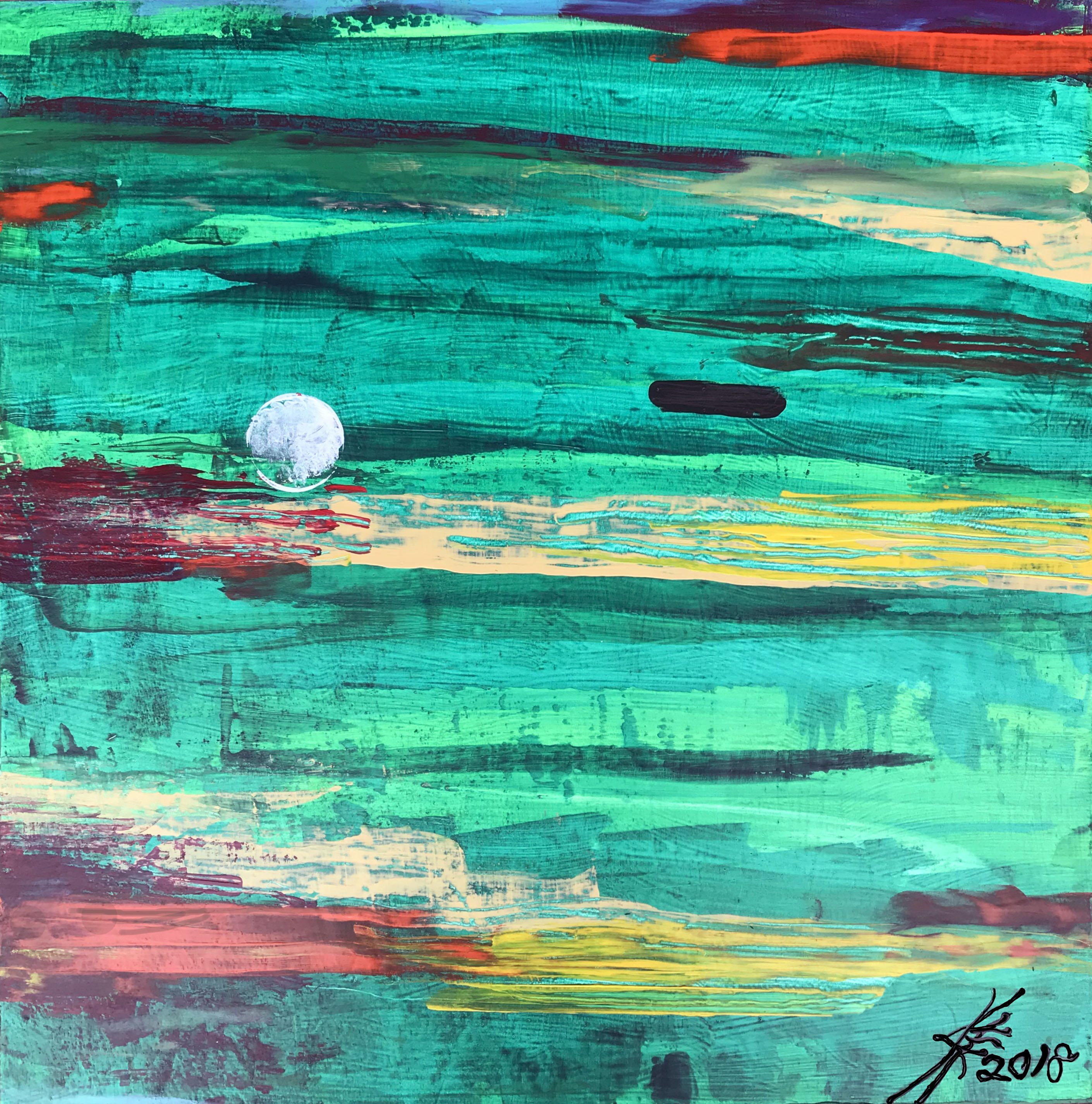 Golf art abstract acrylic painting